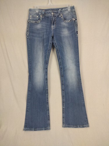 LOTE 2 Pantalones Vaqueros Miss Me Talla 30 Denim AZUL JEAN BOTA TACHUELAS LENTEJUELAS - Imagen 9 de 20