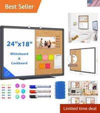 24x18 Dry Erase Cork Board Set - Includes Markers Pins for Easy Use