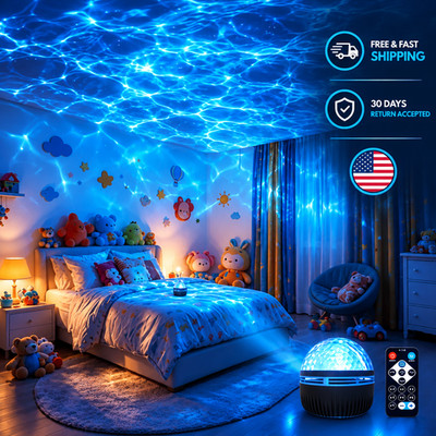 RGB Galaxy Star Projector Ocean Wave Ripple Night Light Bedroom