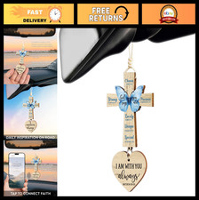 Daily Bible Verse Cross for Car Mirror - Christian Gifts for Men, Religious Acce