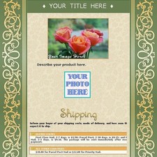 AUCTION TEMPLATE Green Flourish Border Design - FREE Email Shipping