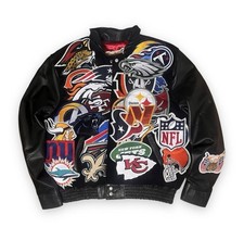 Giacca di pelle Jeff Hamilton NFL Mega Patch taglia L $1200 prezzo consigliato firmata Jeff! 🔥