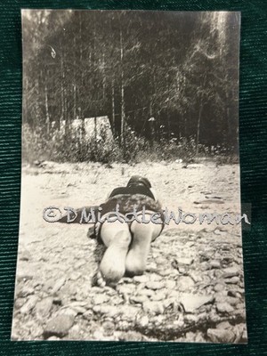 1920s Vernacular Photo Lakeside Bathing Barefoot - Uniq Low Angle Perspective