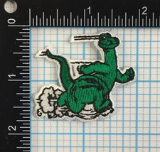 VINTAGE SINCLAIR OIL DINO DINOSAUR MASCOT 2" EMBROIDERED IRON ON PATCH B1
