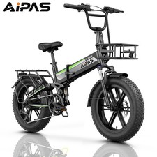 Electric Bike 20" Fat Tire Folding 1800W Peak 48V 28MPH 85 Miles Range Ebike