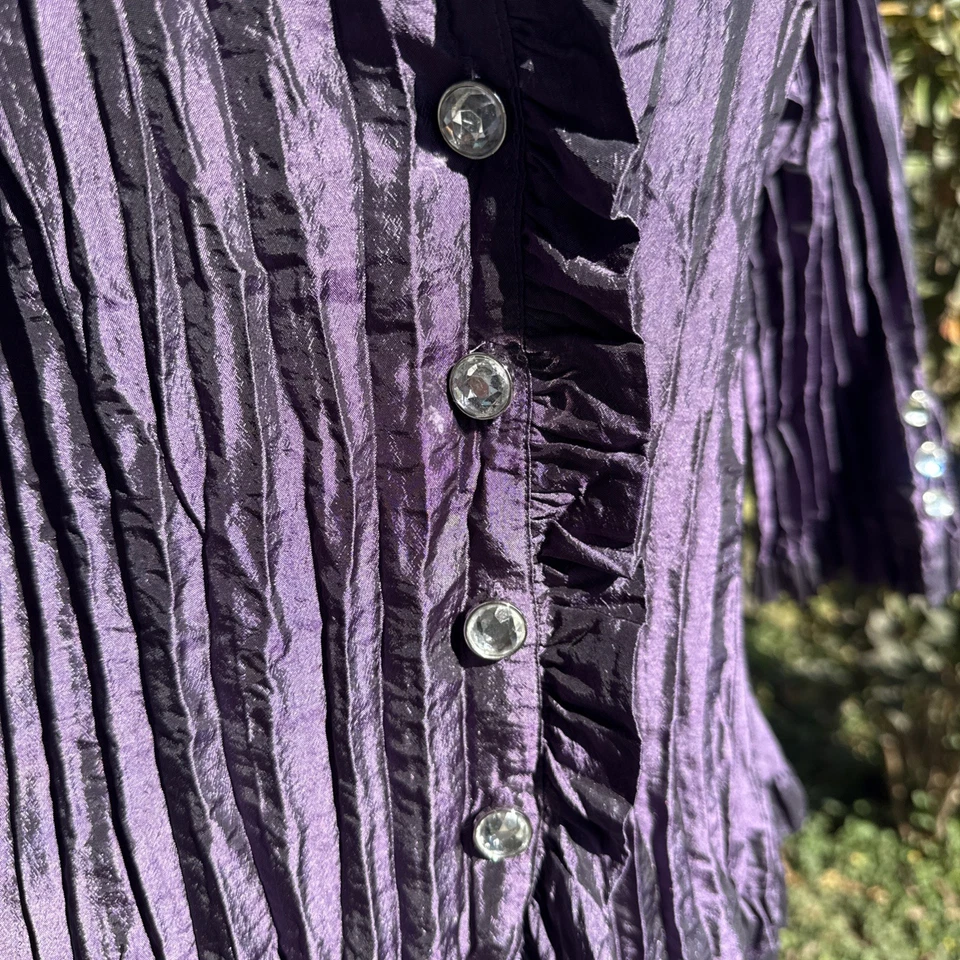 Blusa Top Y2k Años 90 Para Mujer Ciruela Arrugada Volantes Boho Grunge Bruja Capricho 8 Foto 3 de 4