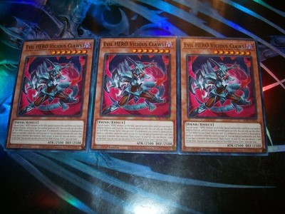 3x Evil HERO Vicious Claws 1st Edition Common ALIN-EN005 Yu-Gi-Oh!