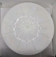 Anchor Hocking White Milk Glass Cake Stand Starburst Pedestal Plate ~ MCM Vtg