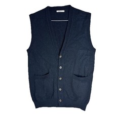 Woolovers Black Soft Wool Sweater Vest Grandpa Emo Grunge Pockets Men  s Size M