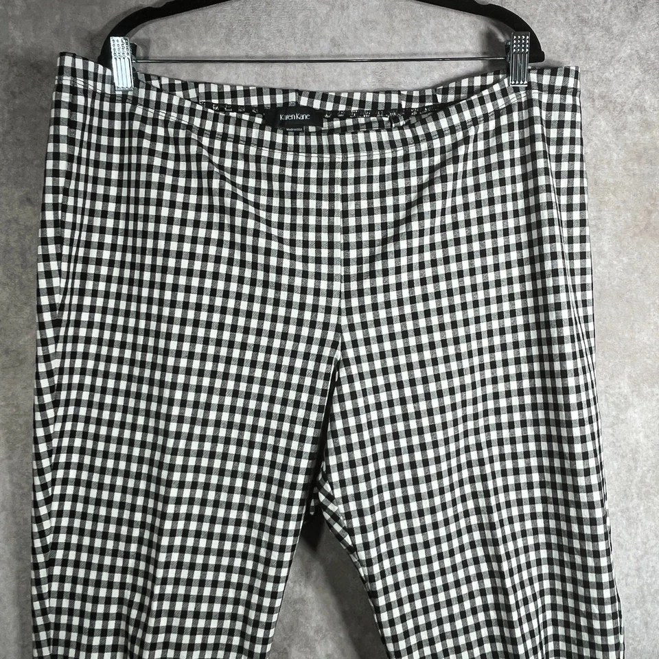 Karen Kane Cropped Pants Womens Size 3X Black White Gingham High Rise Pull On - Image 2 of 4