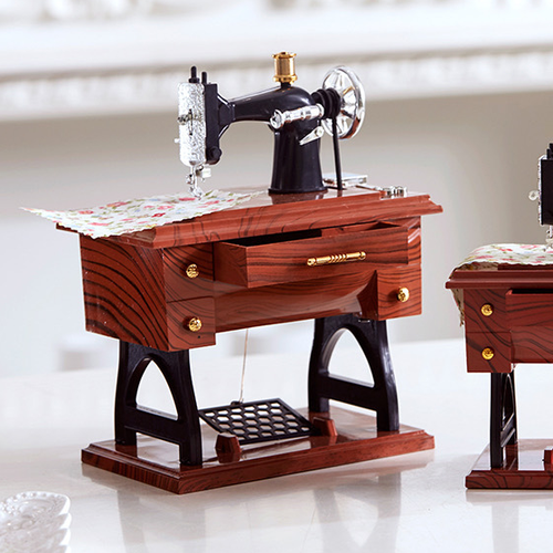 Vintage Mini Sewing Machine Replica Music Box Novelty Desk Decor - Gift for Mom - Picture 2 of 7