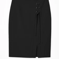 Worthington Black Lace-Up Pencil Skirt Size 4 NWT Career Office Classic