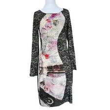 Save the Queen Lace Sleeve Art Print Dress Y2K Italian Designer Size M