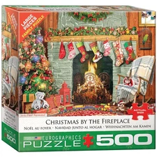 Eurographics Jigsaw Puzzle;  Christmas by the Fireplace;  500 lrg pcs