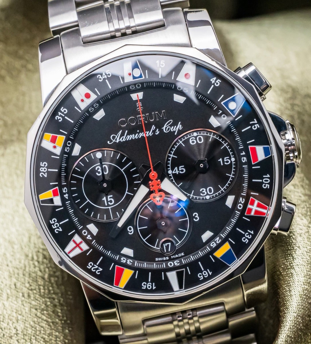 Corum Admiral's Cup 44 mm Black Dial Complete Box Papers Corum Admiral's Cup 44 mm Black Dial Complete Box Papers