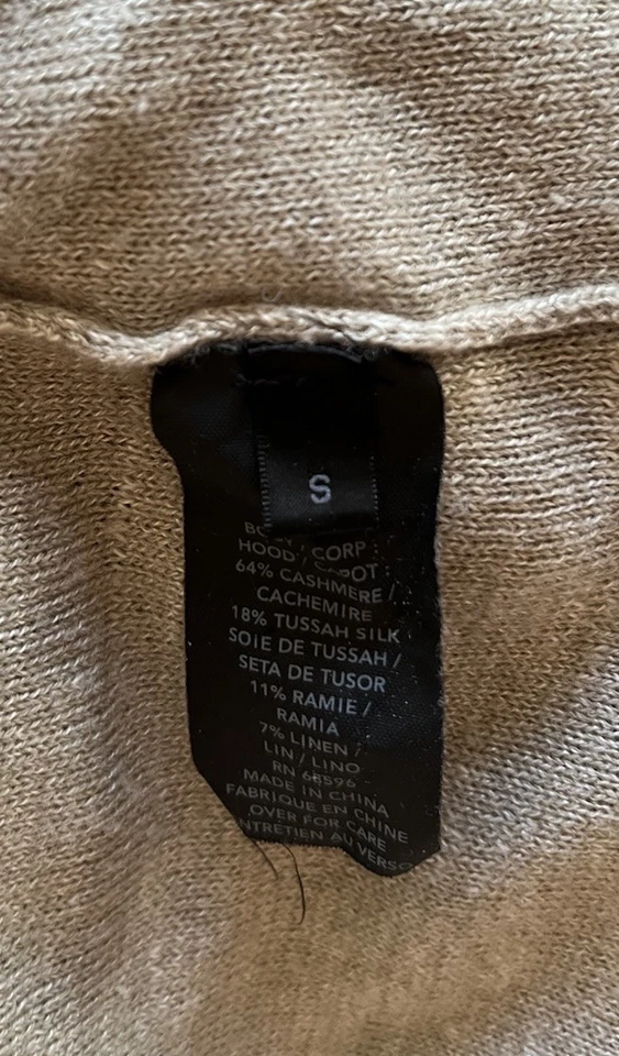 Donna Karan NY Etiqueta Negra Talla S Beige Cachemira Seda Lino Relajado Sudadera con Capucha Suéter Foto 4 de 4