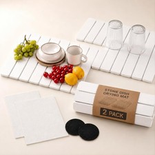 2 Pcs Stone Drying Mat for Kitchen Counter, Foldable Stone Dish Drying Mat