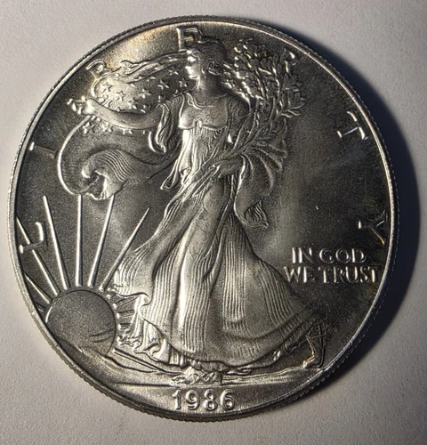 1986 Silver Eagle $1 Dollar 1oz Uncirculated .999 -MS-1st Year..