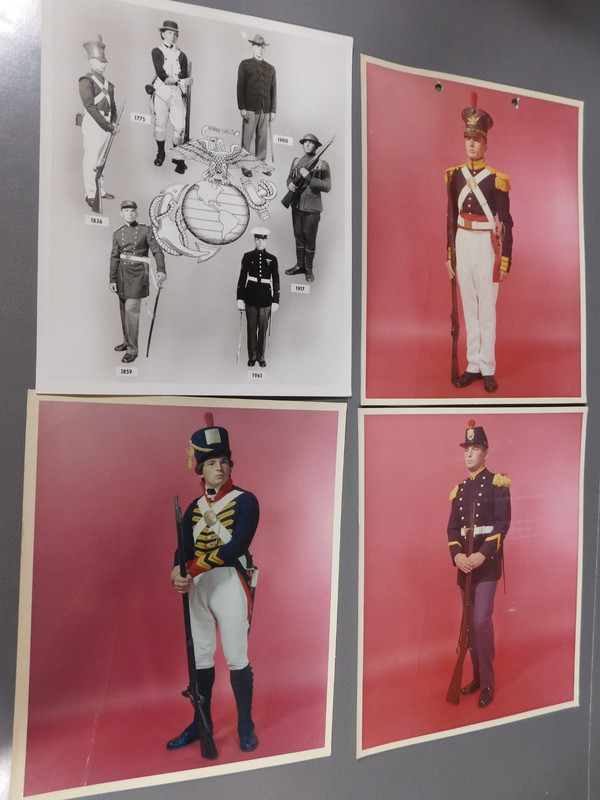 4 Press Photos of Historical Marine Corps  Uniforms. Defense Department Photos