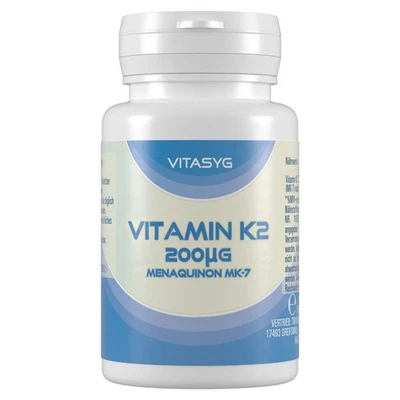 VITASYG Vitamin K2 MK7 200µg - Menaquinon MK-7 - 365 Tabletten All Trans Form 1 Jahr