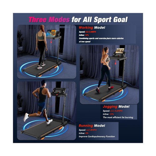 Folding 3 in 1 Walking Pad Treadmill with Handle Bar & Incline, 300 lb Capaci... - Picture 6 of 8