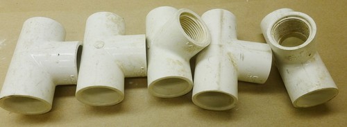Lot of 5 - 1" T Tee Slip x Threaded x Slip PVC pipe fitting
