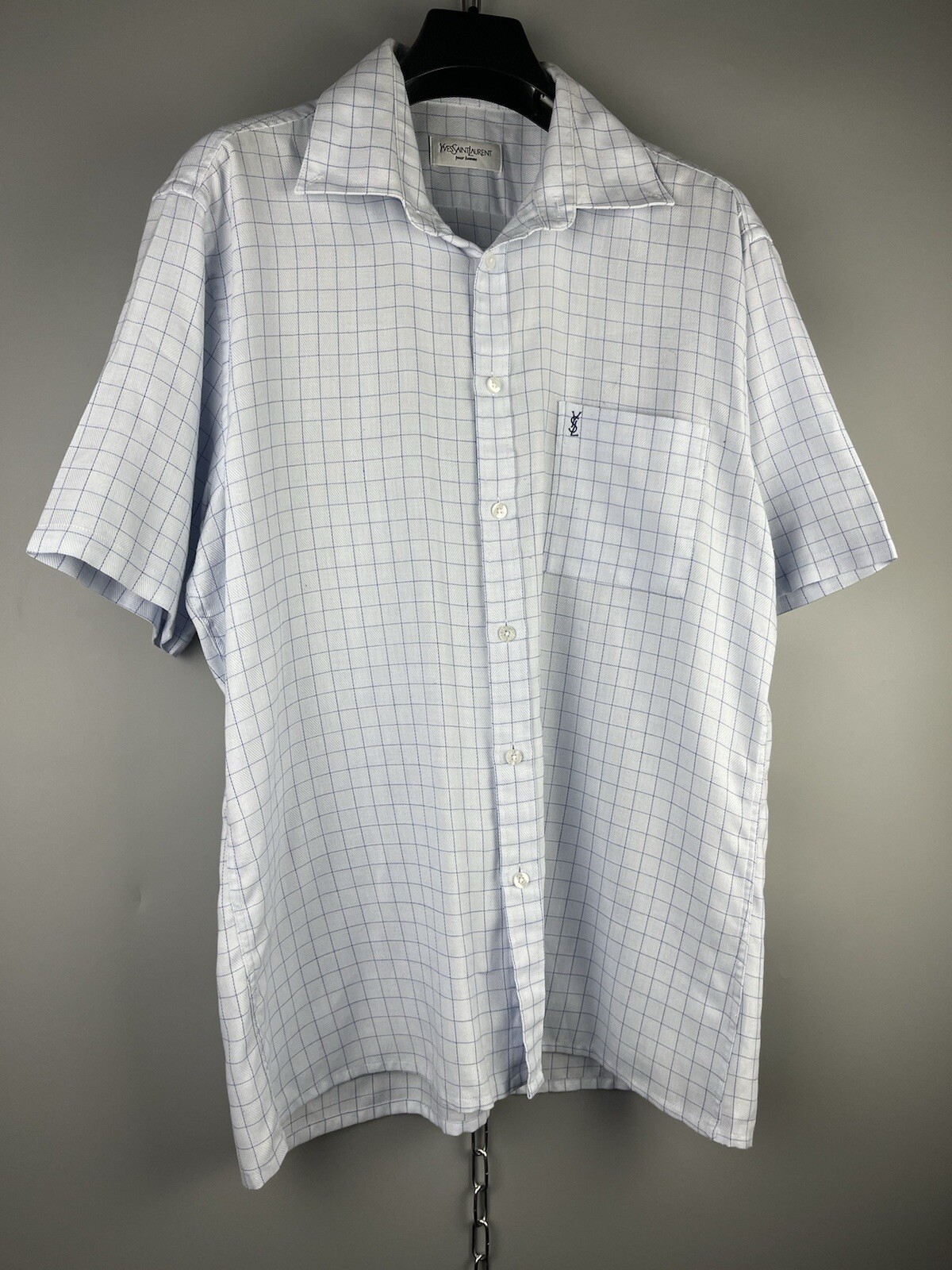 Camicia Yves Saint Laurent YSL uomo cotone lusso casual manica corta taglia L