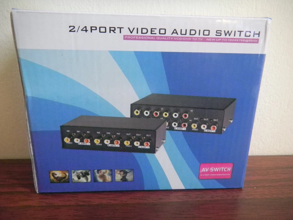 4 In 1 Out RCA Sealed AV Switch Audio Video Switcher Selector Box Brand New - Image 2 of 4