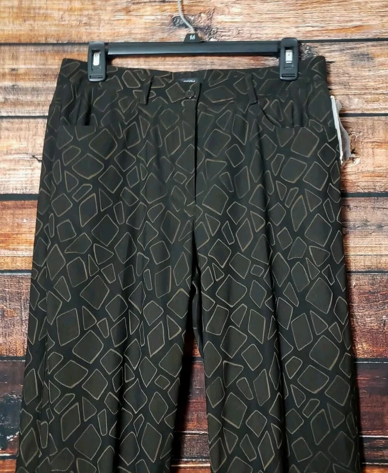 Pantalones Etcetera Talla 8 Geométricos Cremallera Mosca Negro Bronce Vestido de tiro alto para mujer Foto 3 de 4