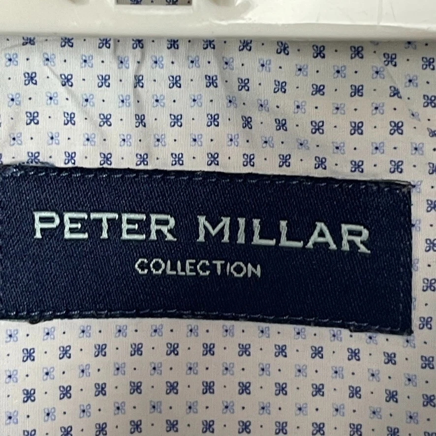 Peter Millar Collection Men's Size M Button Up Long Sleeve Shirt White Blue - Image 3 of 4