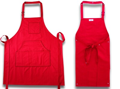 Baumwolle Metzger Gastronomie Kochen Koch Profi Damen Schürzen Latztaschen rot