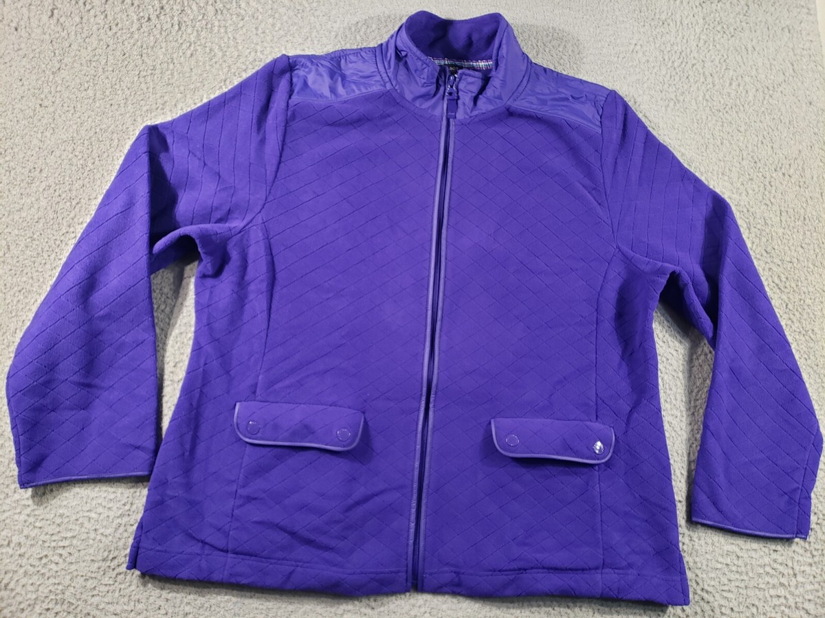Talbots Jacket Women's XL Extra Large Purple Full Zip Fleece Sweatshirt  Stretch