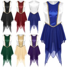 Women Robe Color Block Dress Lyrical Tunic Ballroom Festival Worship Costume