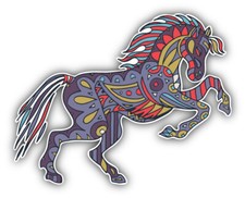 Horse Animal Doodle Waves Pattern Car Bumper Sticker Decal - ''SIZES''