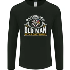 An Old Man With a Dart Board Funny Player Mens Long Sleeve T-Shirt
