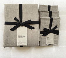 West Elm 4pc EUROPEAN FLAX LINEN Duvet King  3 Euro Shams Warm Gray Melange NWT