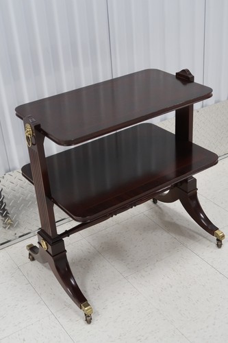 Baker Furniture English Regency Banded Mahogany Two Tier Side Table - Picture 4 of 12