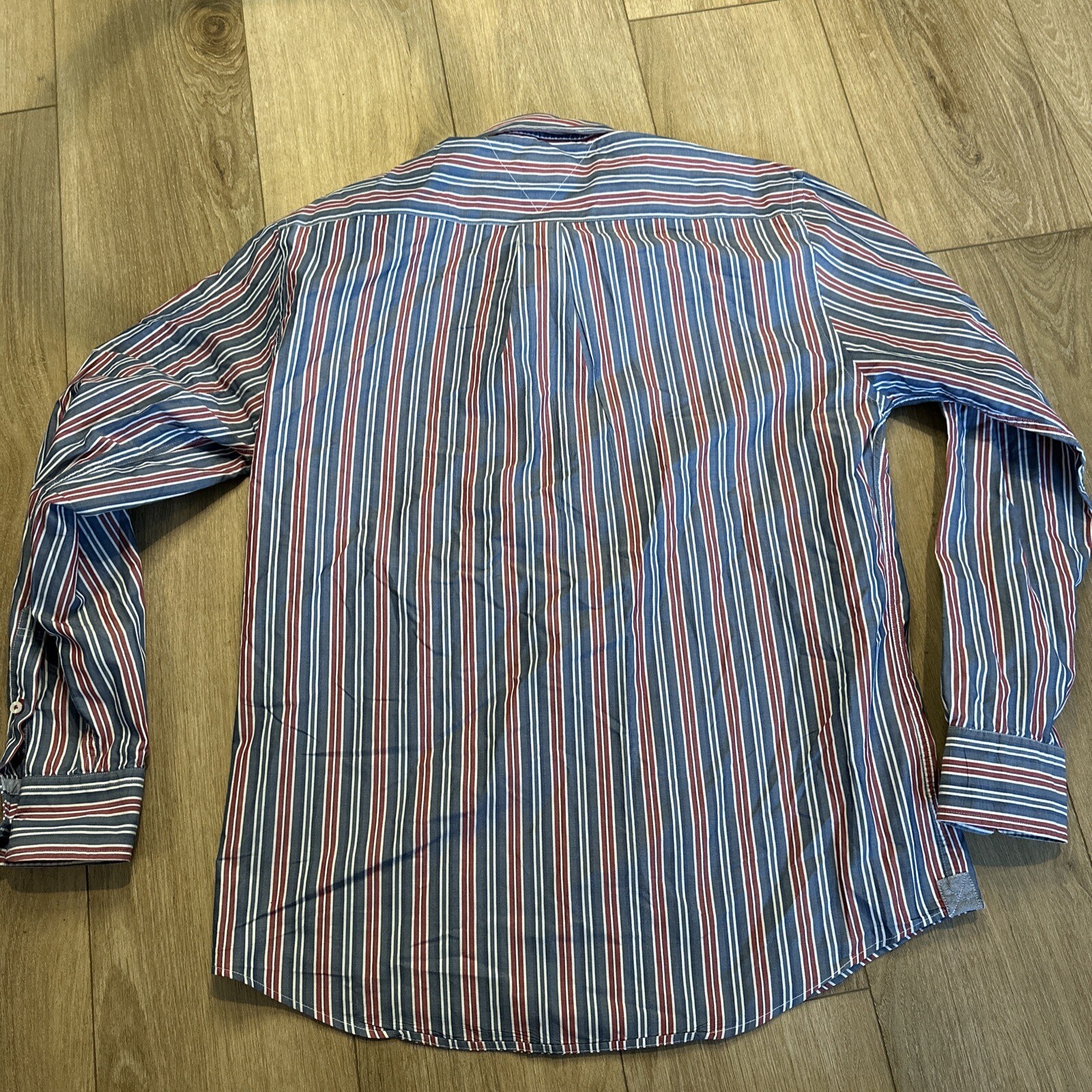 Tommy Hilfiger 80s 2 Ply Fabric Striped Long Sleeve Button Down Mens Large thumbnail 7