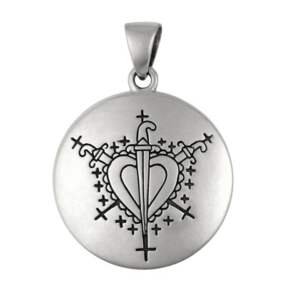 Sterling Silver Ezili Dantor Voodoo Loa Veve Pendant Jewelry Talisman Amulet