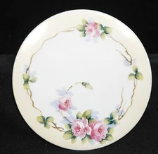 Antique Nippon Hand Painted Tea Trivet Hot Plate Rising Sun Mark Pink Floral
