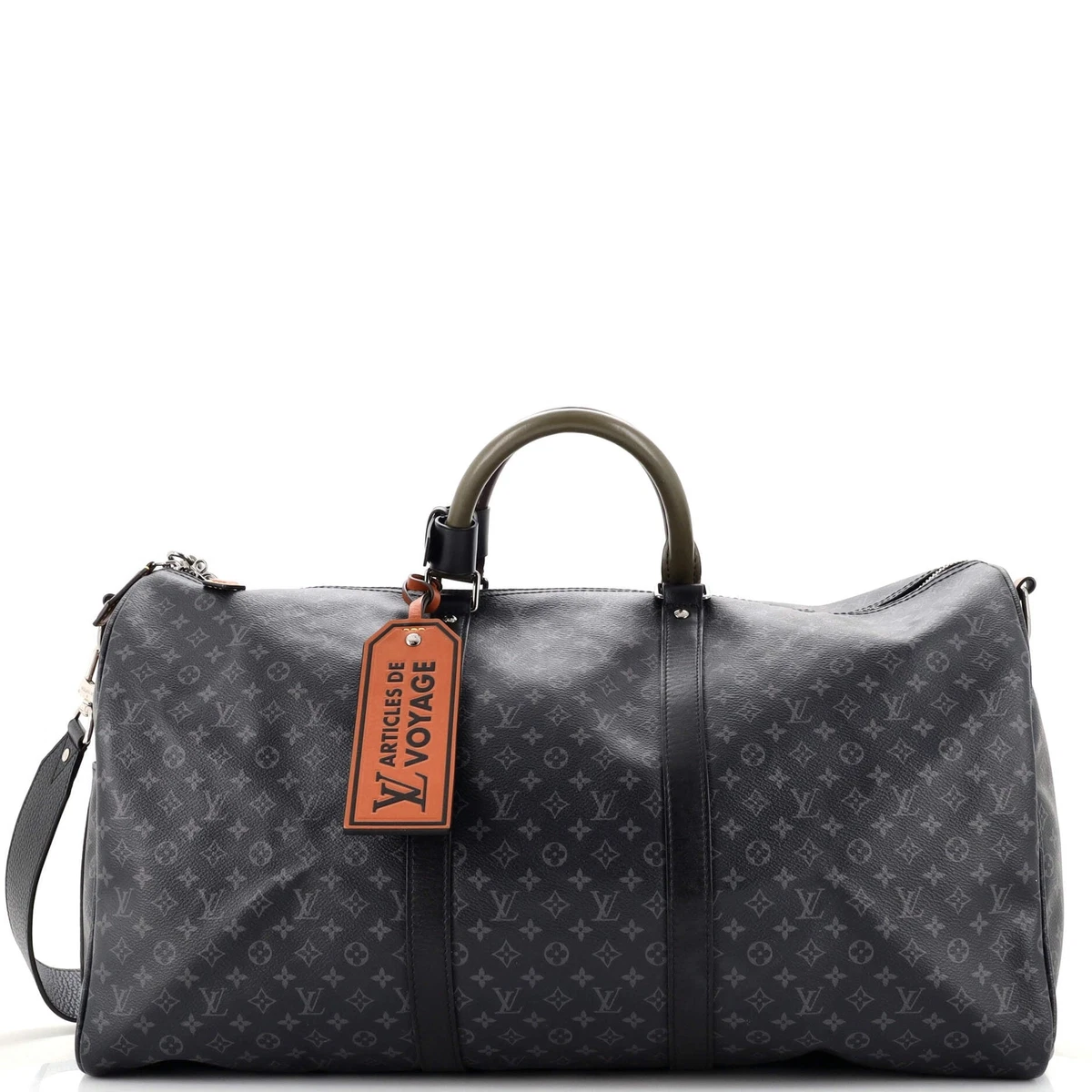 Louis Vuitton Keepall Bandouliere Bag Limited Edition Patchwork Monogram Eclipse 50 Black