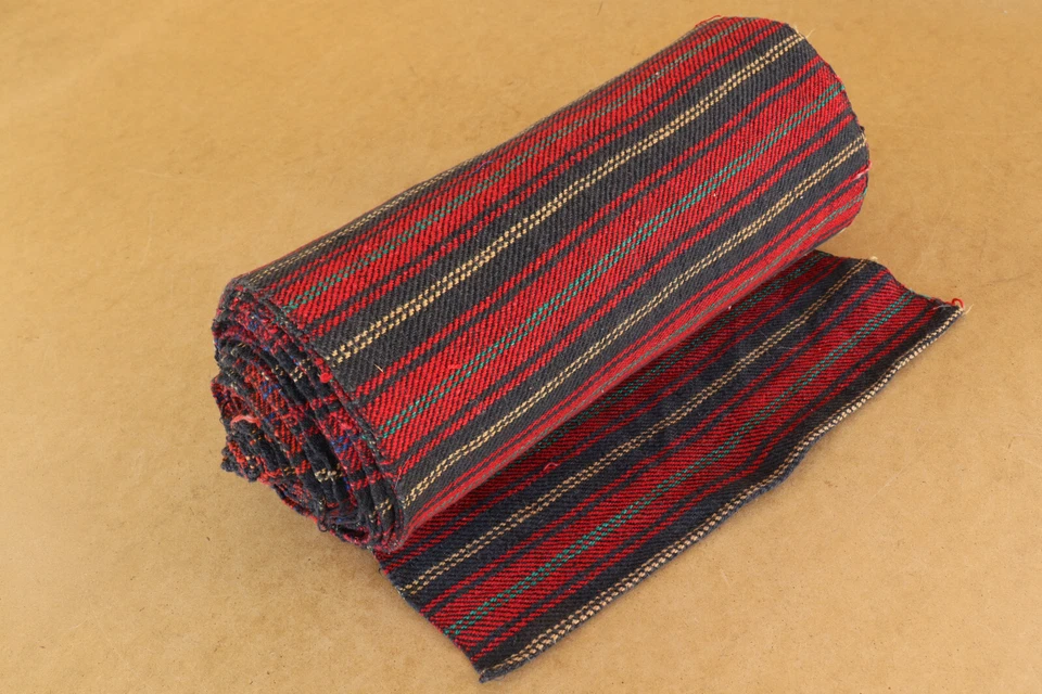 Vintage Textile Homespun Fabric Antique Cotton Weave Rug Upholstery 14 yards - Image 2 of 4