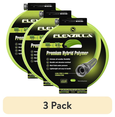 (3 Pack)   Garden Hose, Hybrid Polymer, 5/8'' X 100', Zillagreen 