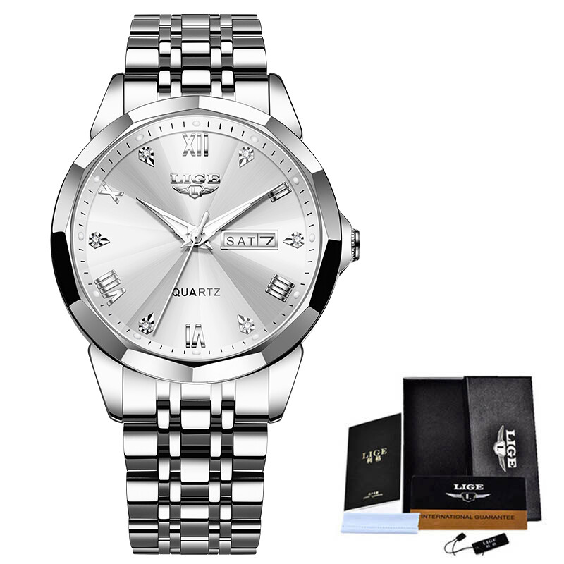 Luxury Men Watch Stainless Steel Quartz Analog Calendar Luminous Man Wristwatch