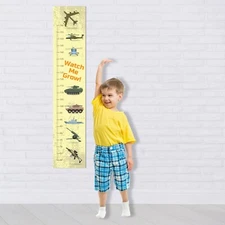 Personalised  Boys Soldier Tank  Measuring Height Growth Stickers Chart Pack  