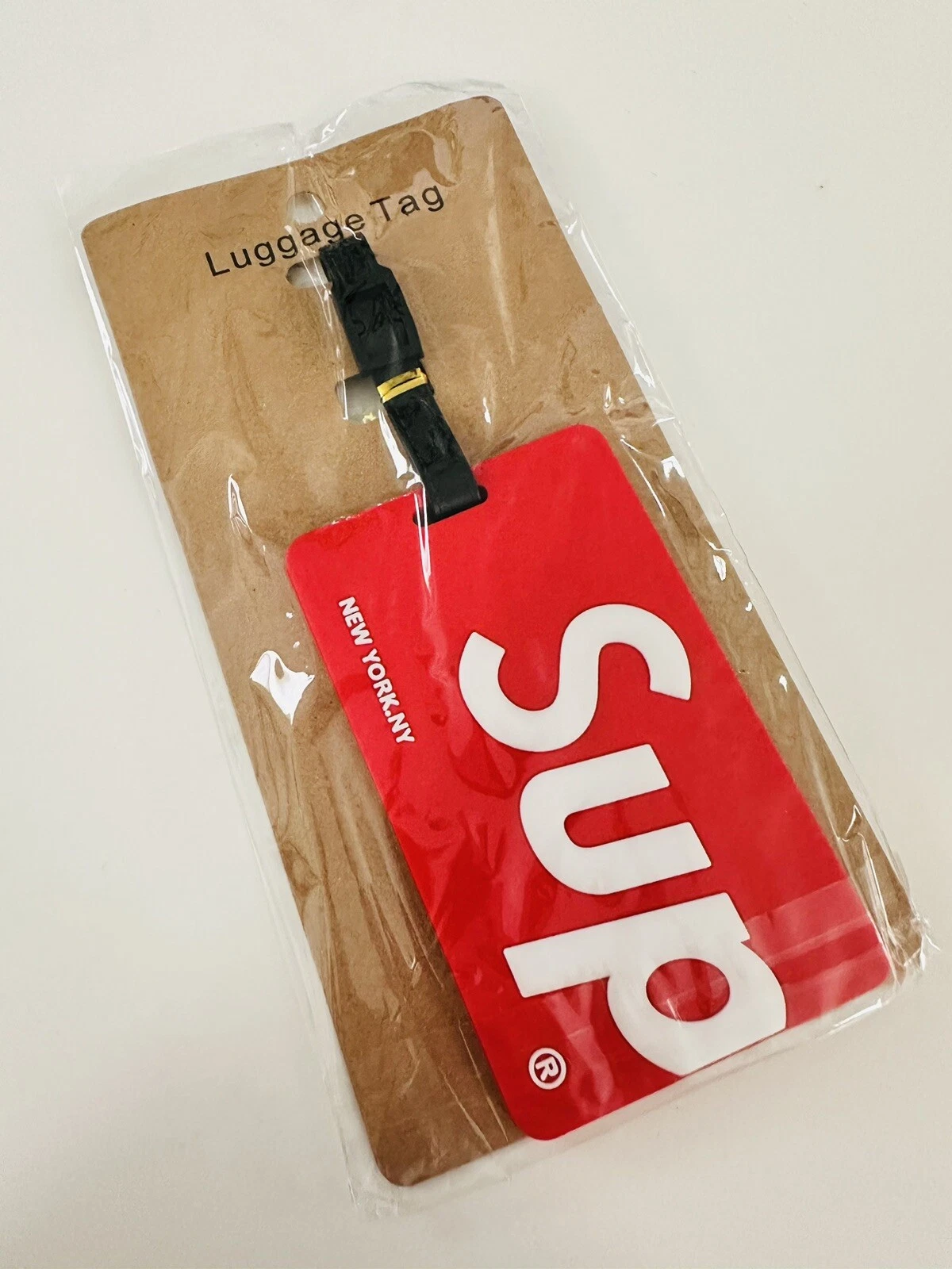 Porte carte logo classique rouge suprême sac de voyage étiquette bagage