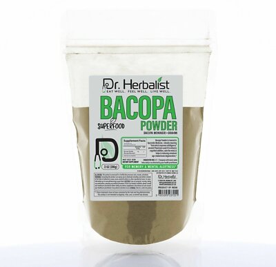 Dr. HERBALIST Bacopa Powder 200g Pure Bacopa Monnieri Brahmi Halal