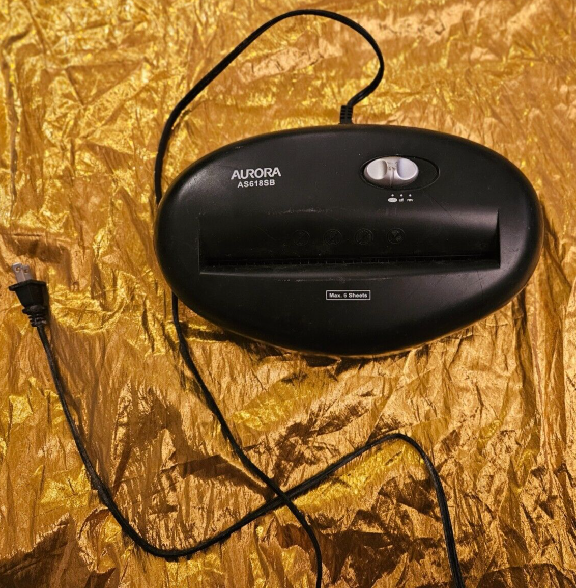 PAPER SHREDDER AURORA Model # AS618SB - MAX 6 Sheets - TESTED, WORKING ! (Black)-image