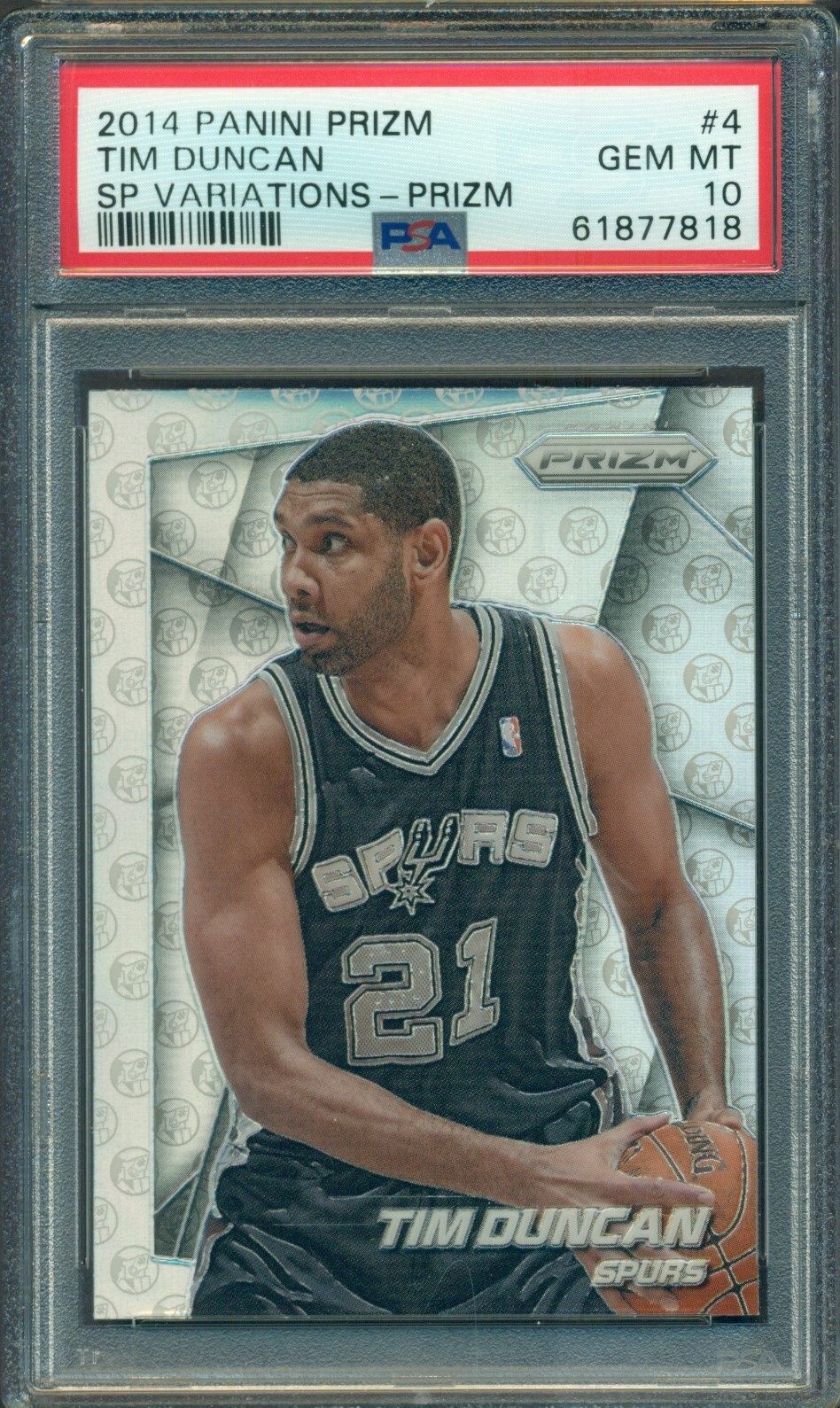 2014-15 PANINI PRIZM SP VARIATIONS PRIZM TIM DUNCAN #4 PSA 10