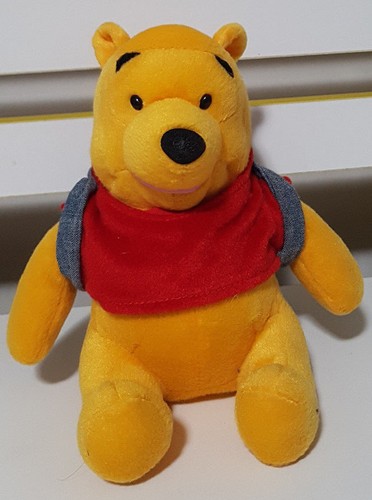 DISNEY WINNIE THE POOH TEDDY BEAR PLUSH TOY BACK PACK 15CM SEATED SOFT TOY - Picture 1 of 2